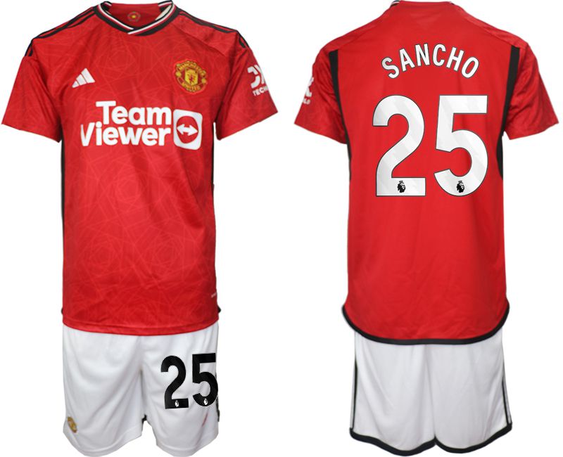 Men 2023-2024 Club Manchester United home red 25 Soccer Jersey